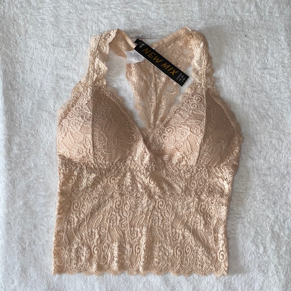 New Mix beige/tan bralette top